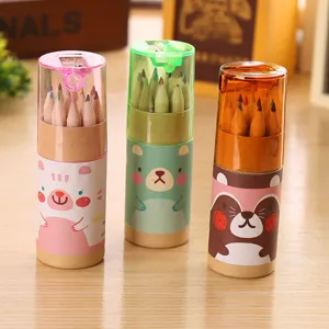 Set de 12 crayons de couleur animaux avec taille-crayon, joli cadeau papeterie mignon.