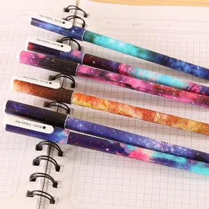 6er Set bunte Sternenhimmel Gelstifte für Schule, Büro und kreatives tägliches Schreiben.