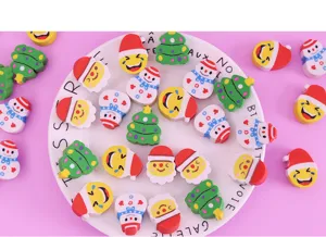 Cute Christmas cartoon erasers set, Santa snowman tree and emoji rubber stationery for kids.
