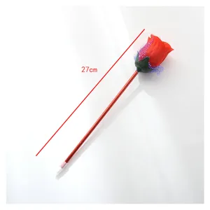 Detail shot of red rose ballpoint pen, cute flower design gift pen for teachers and students 27cm