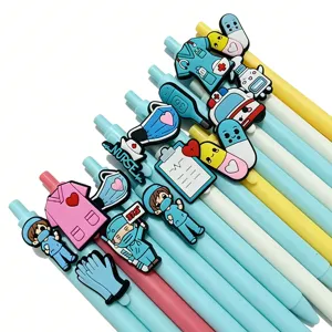 Cute medical nurse cartoon PVC gel pens set, creative student stationery writing supplies.