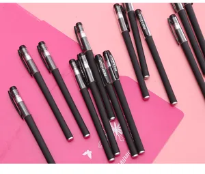 Black gel pen 0.5mm matte finish smooth writing stationery office school supply detail