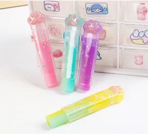 Cute cat paw retractable jelly eraser student stationery creative correction tool set multicolor