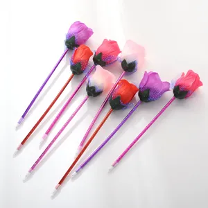 Cute rose flower ballpoint pen set, creative floral gel pens for gifts and stationery.