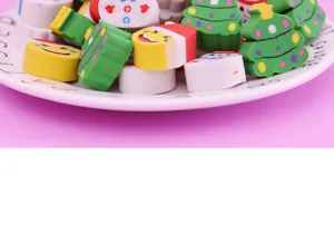 Cute Christmas novelty erasers set for kids student stationery gift creative cartoon rubber toys.