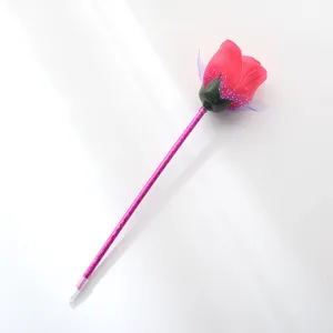 Cute rose flower ballpoint pen for gift decoration. Beautiful floral design detail view.