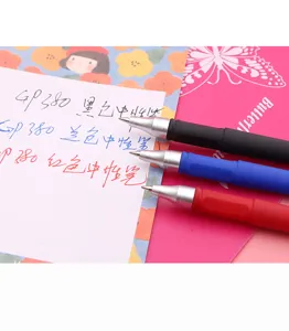 GP380 gel pen set in black, blue and red ink with matte barrel for smooth writing daily use.