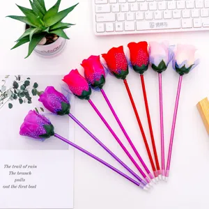 Cute rose flower ballpoint pen set colorful floral signature pens for gifts school office