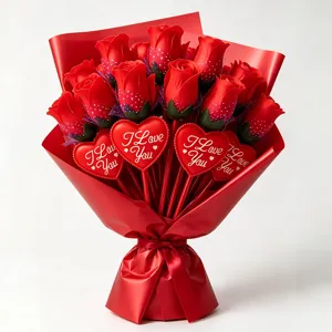 Creative red rose ballpoint pen bouquet for Valentine day gift and party decoration.