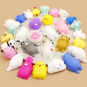 Cute animal mochi squishy toys set, colorful soft stress relief toys for kids and adults.