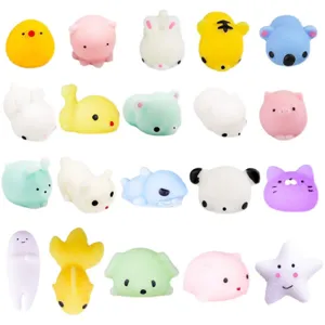 Cute mini animal mochi squishy toys bulk pack, stress relief soft silicone fidget toys for kids.