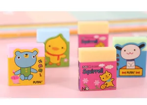 Cute cartoon scented erasers for students, colorful stationery gift sets with lovely animal designs.