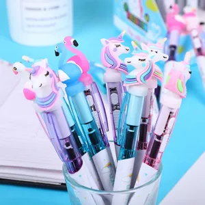 Cute cartoon unicorn glowing ballpoint pen lovely student stationery writing study supply.
