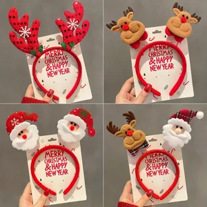 Christmas deer antlers and Santa Claus headbands for holiday party decorative children hair hoops.