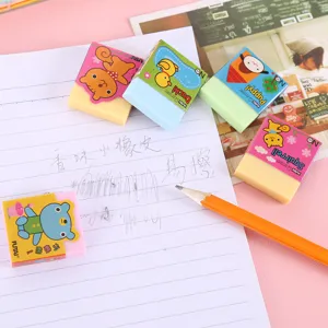 Cute scented cartoon eraser student stationery gift set with colorful animal designs.
