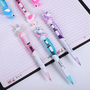 Creative cartoon unicorn flamingo light ballpoint pen student stationery 0.5mm writing