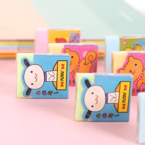 Cute cartoon scented student eraser set, creative stationery gift with fresh colors and fun designs.