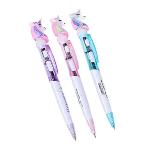 Cute unicorn glowing ballpoint pens set student writing stationery 0.5mm pack of three