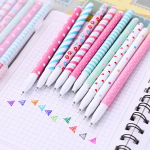 Cute Korean stationery gel pen set, floral and polka dot designs, smooth writing 10-piece pens.