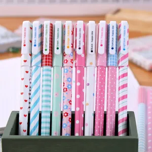 Cute colorful gel pen set 10pcs creative floral striped stationery writing school supplies