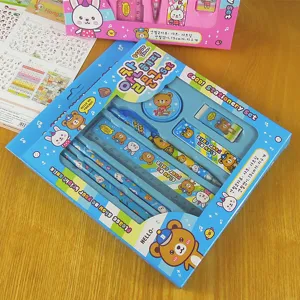 Set de regalo de papetería de dibujos animados lindo de 9 piezas para niños y escuela.