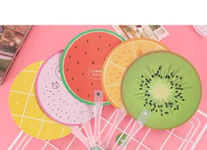 Cute cartoon fruit handheld plastic fan summer cooling portable gift for kids and daily use
