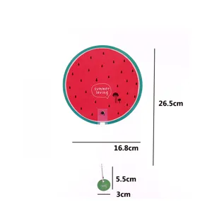 Watermelon handheld fan detail view, cute summer cooling fan with pendant, portable daily tool.