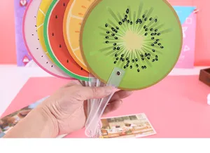 Cute cartoon fruit handheld plastic folding fan set, perfect summer cooling item and gift.