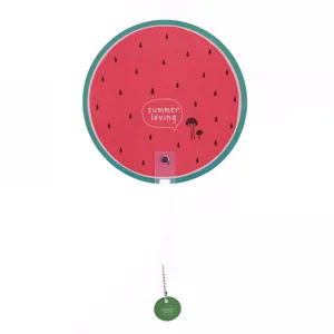 Cute watermelon shaped hand fan for summer cooling, portable plastic fan with lovely cartoon design.