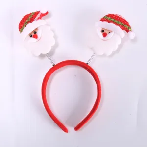 Christmas Santa Claus headband with spring plush design, festive party hair accessory for kids.