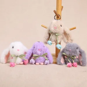 Simpatico portachiavi in peluche con coniglio tulipano, dolce ciondolo borsa morbida.