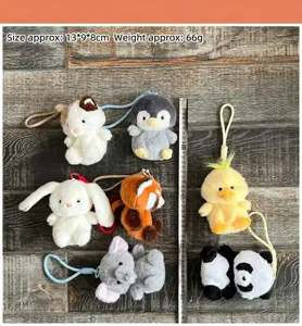 Set di portachiavi in peluche di animali carini, giocattoli morbidi per borse e chiavi decoro.