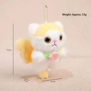 Fluffy angel cat plush keychain cute animal doll bag pendant fluffy toy accessory