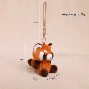 Simpatico ciondolo in peluche di panda rosso portachiavi morbido giocattolo con cordino 13cm