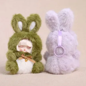 Simpatico portachiavi bambola coniglio di peluche, morbido ciondolo coniglietto per borsa.