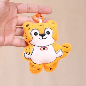 Cute embroidered tiger plush keychain, soft toy bag pendant, perfect gift and decoration.