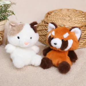 Portachiavi in peluche di animali, ciondoli gatto e panda rosso per borse.