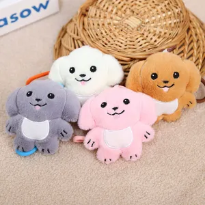Cute plush dog keychains set, soft stuffed animal bag pendants, lovely gift options for kids.