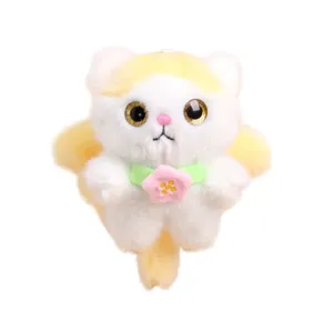 Cute flower angel cat plush pendant keychain soft animal doll toy for lovely gift options