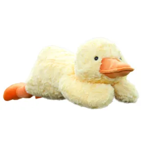 Cute lying yellow duck plush toy soft sleeping pillow cuddly doll for kids and girls gift