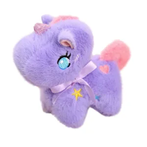 Lindo colgante de peluche unicornio morado llavero animal esponjoso bolso encanto regalo