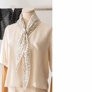 Women Mulberry Silk Diamond Scarf Polka Dot Fashion Scarf Elegant Commuting Neck Scarf For Summer