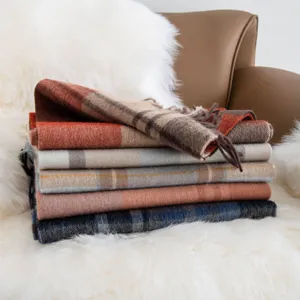Classic plaid woolen scarf, winter warm thickened scarf for men and women, soft cozy neckwear.