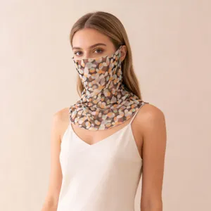 Donna Estate Protezione Solare Velo di Seta Coprisedile Viso Versatile Traspirante Scaldacollo Stampato Sciarpa Accessorio Moda Esterno