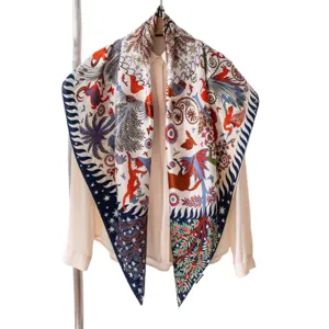 Luxury silk square scarf for women, elegant fashion neck scarf and shawl design.