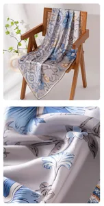 Elegant floral print mulberry silk square scarf, versatile neckerchief for stylish women.