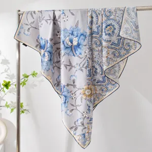 Women's Mulberry Silk Square Scarf Fashion Floral Paisley Printed Scarf Elegant Versatile Neck Scarf Headwear