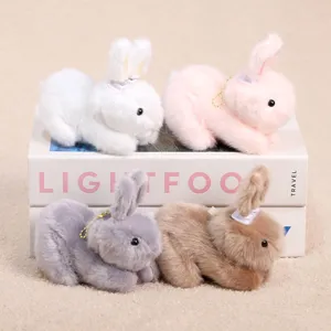 Cute plush bunny keychain set, soft stuffed rabbit doll toy for girls and kids birthday gifts.