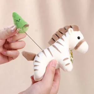 Cute zebra plush keychain pull string toy soft stuffed animal bag charm for kids and women