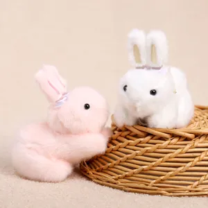 Cute plush rabbit doll pendant, soft stuffed animal toy for girls birthday gift and bag charm.